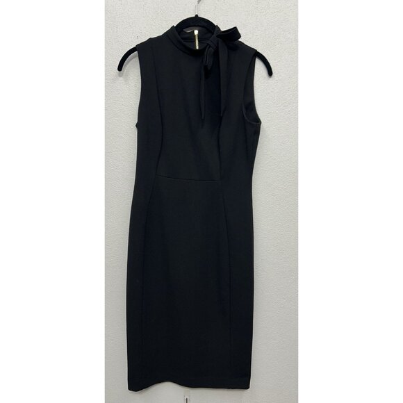 Calvin Klein Sheath Dress Size 4 Black Sleeveless Wedding Guest Career - Picture 1 of 5